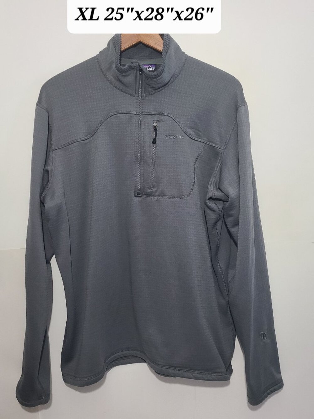 Patagonia R1 Polartec Fleece 1/4 Zip Stretch Gray Men's XL Pullover
